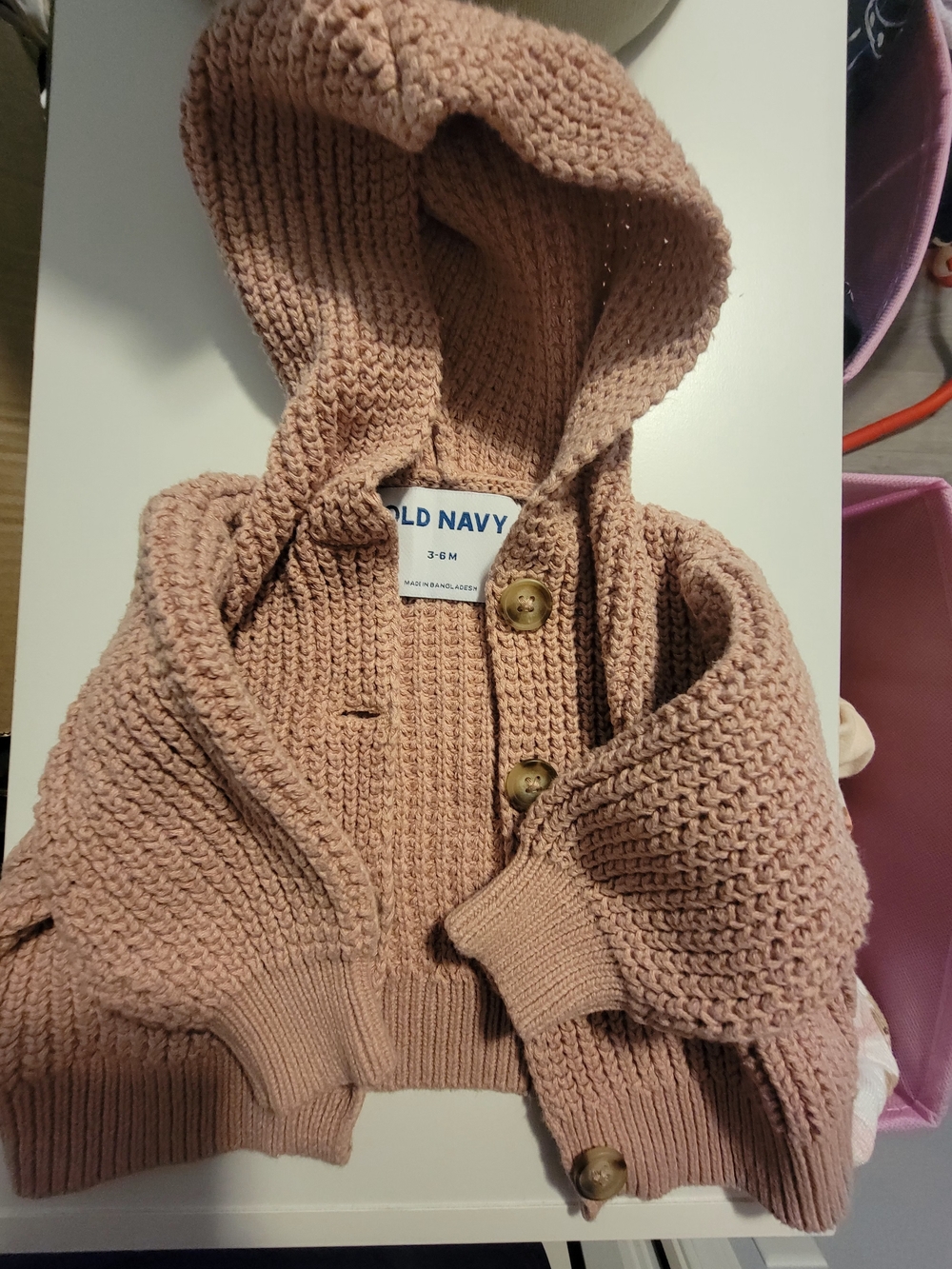 Old Navy Mauve Pink Hooded Knit Cardigan